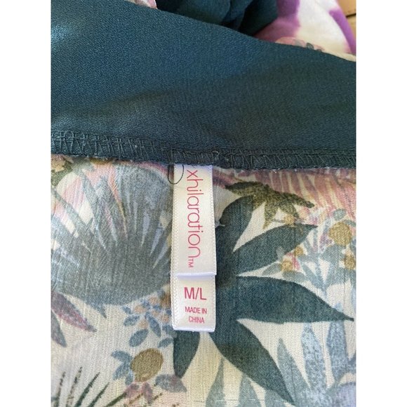 Xhilaration Beach Open Cover Up Kimono Top Women's M/L Floral Tropical Aloha EUC - Picture 8 of 12